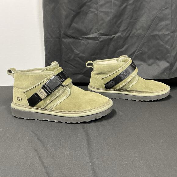 UGG Men Neumel SnapBack Moss Green Suede Leather‎ Shearling Boots 41 US 8 - Picture 1 of 13